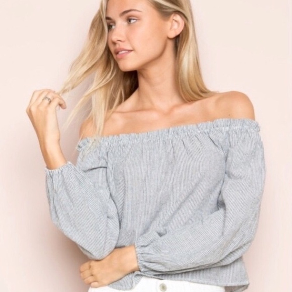 Brandy Melville Maura Striped Off The Shoulder Top